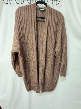 Express Cable knit brown medium cardigan